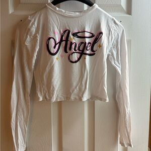 White Long Sleeve 'Angel' Graphic Top